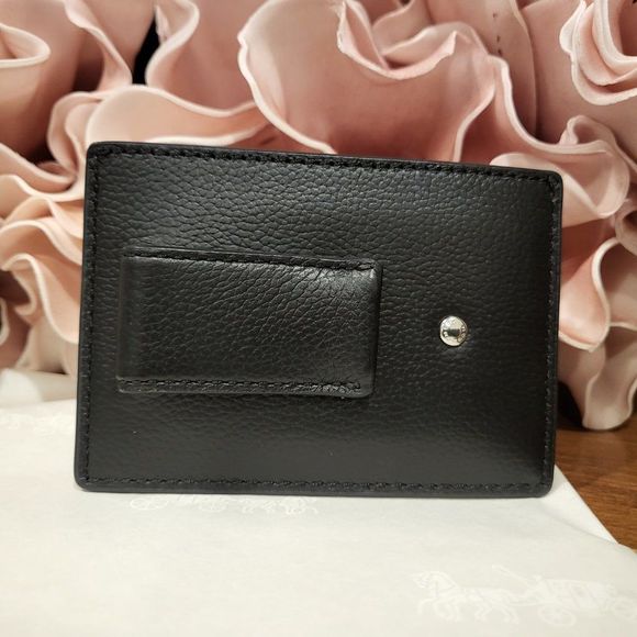 NWT COACH Money Clip Card Case in Black Leather with Coach Gift Box - Picture 5 of 6